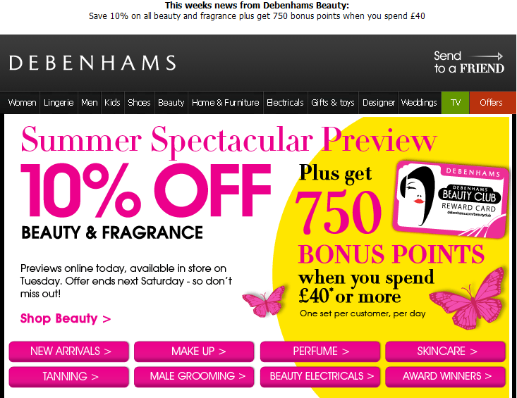 Debenhams - Beauty  Fragrance Preview Online Now - 10% Off750 Bonus ...