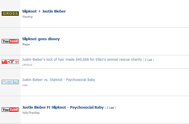 justin bieber vs slipknot psychosocial. 2011 Justin Bieber vs.