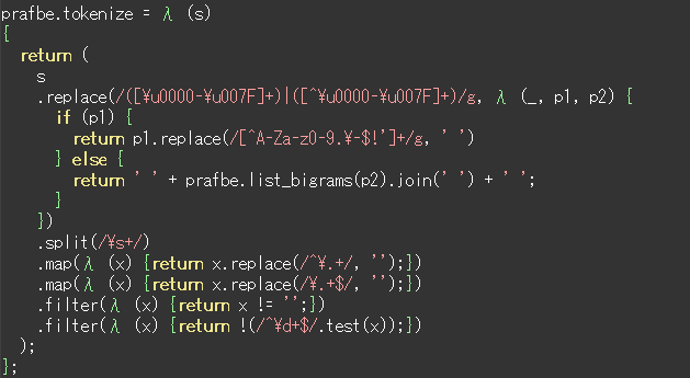 美しく表示されたJavaScriptコード