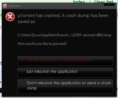 Utorrent Has Crashed A Crash Dump Fix