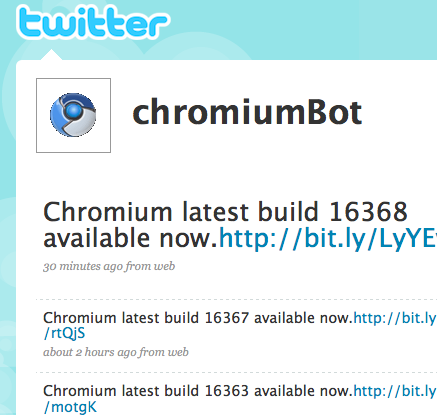 chromeBot on twitter