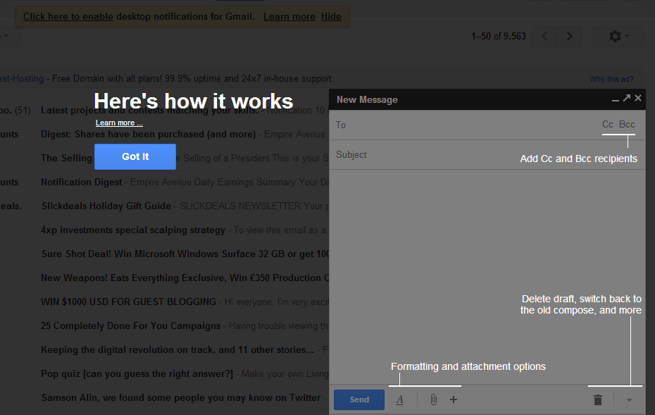 Gmail new compose and reply
