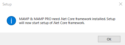 WindowsのMAMPのインストーラーで.Net Coreメッセージ