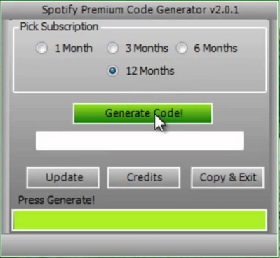 1000 : Spotify Premium Code Generator new