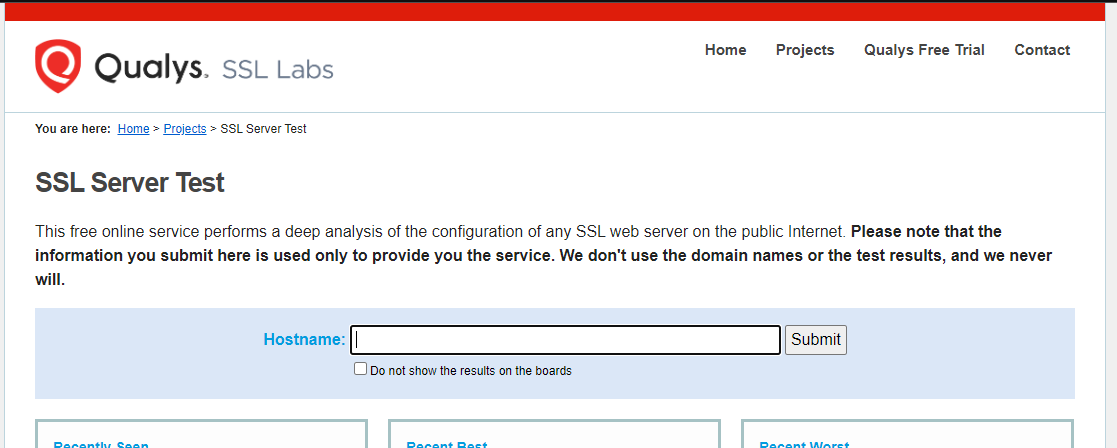 ssl server test のサイト画面