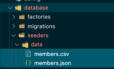 Seederで登録するためのCSVとJSONを配置