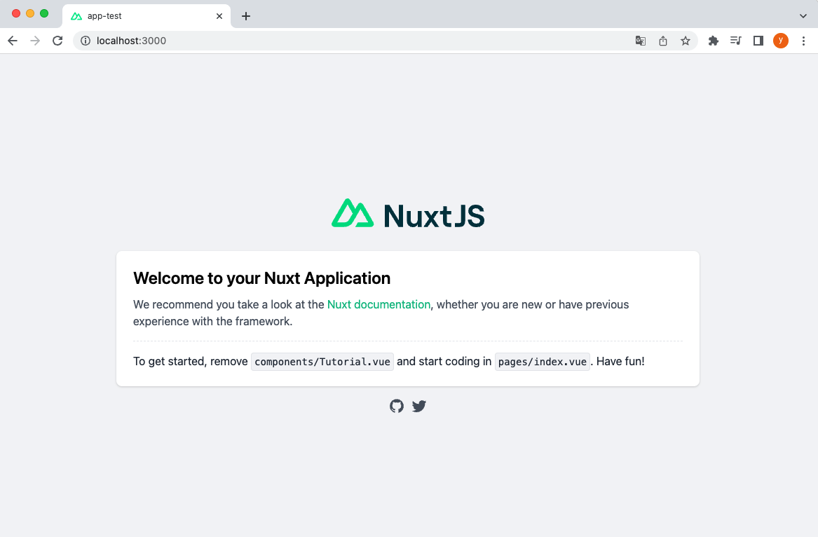DockerのNuxt.jsでWelcome画面表示