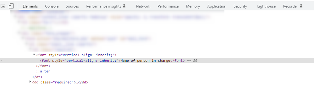 google developer tool で見た、問い合わせページのソースコード