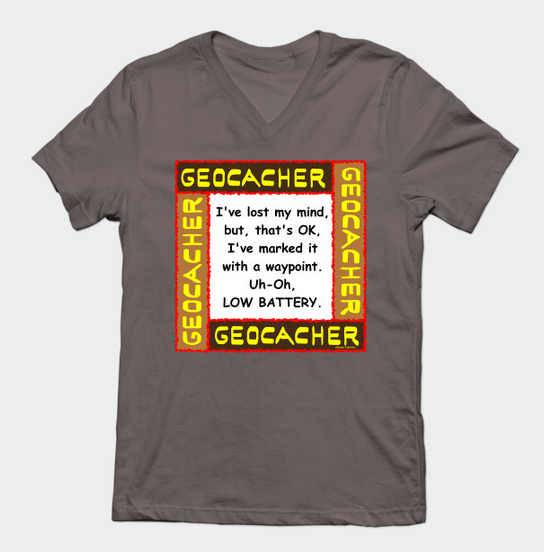 men's asphalt geocacher lost my mind v-neck t-shirt